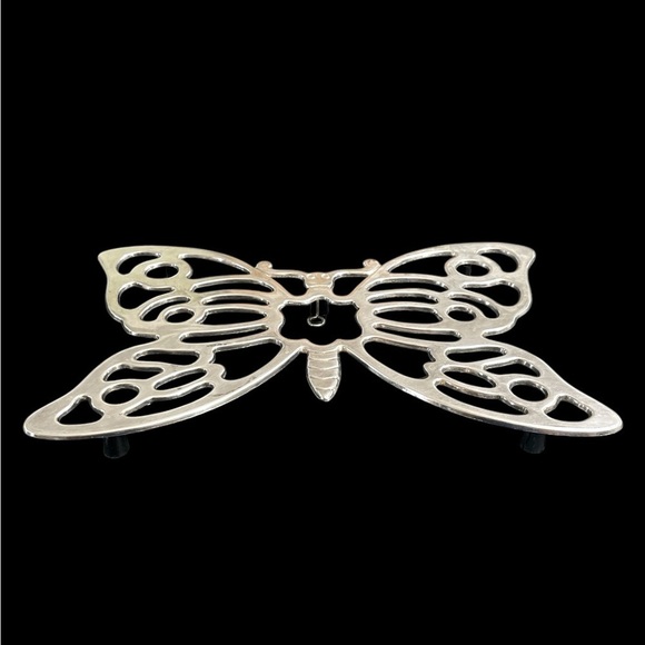 Vintage 1970s Metal Butterfly Footed Trivet Leonard Italy - Picture 2 of 6